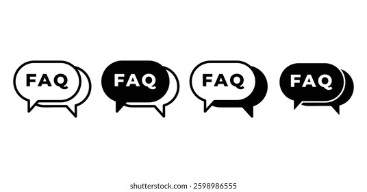 FAQ Speech Bubbles Icon Black and White Color Vector Design 