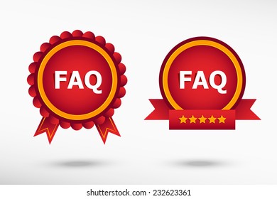 FAQ stylish quality guarantee badges. Colorful Promotional Labels