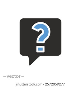 faq support, question mark icon, puzzled or uncertainty, bubble ask, frequently information advice, flat vector illustration