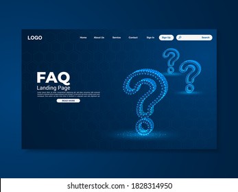 Página de inicio de la tecnología FAQ con mapa mundial, interfaz, vector, ilustración, archivo eps 10