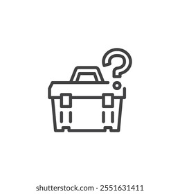 FAQ Toolbox line icon. linear style sign for mobile concept and web design. Toolbox with question mark outline vector icon. Symbol, logo illustration. Vector graphics