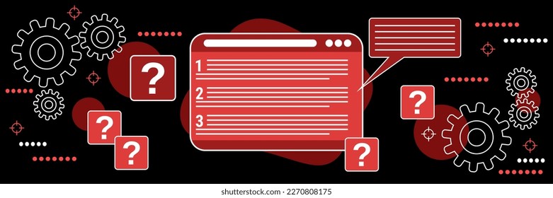 FAQ, user guide, tutorial dark theme style vector concept illustration