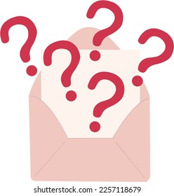 FAQ vector. Envelope with questions signs