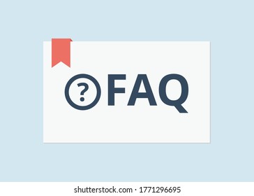 FAQ Vector. Frequently Asked Questions. Flat Design On Light Blue Background.