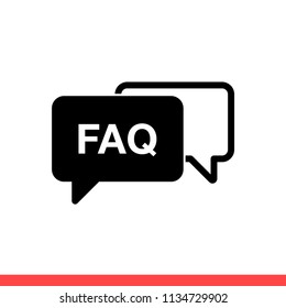 Faq vector icon, help symbol. Simple, flat design for web or mobile app
