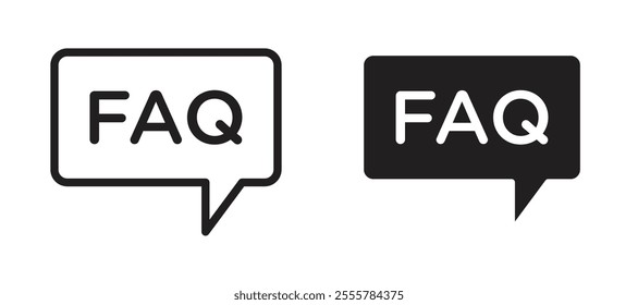 FAQ vector icon set in black color.
