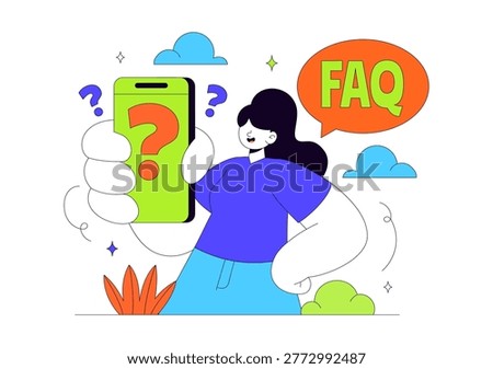FAQ Vector Illustration featuring Frequently Asked Questions Concept With People Characters, Question Marks, Help Support, UI Elements Design