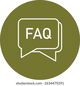Faq Vector Line Circle Icon Design