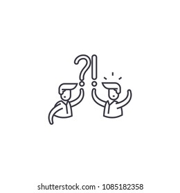 faq vector line icon, sign, illustration on background, editable strokes