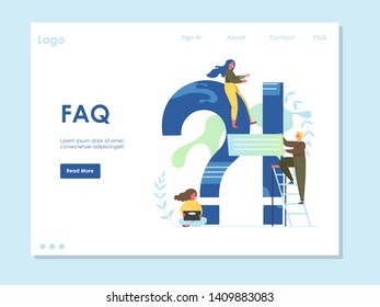 FAQ vector website landing page design template