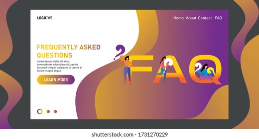 FAQ vector website landing page design template.
Frequently asked questions concept for web site, landing page, ui, poster, banner, flyer. Questions and answers vector illustration with tiny character