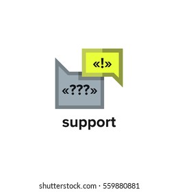FAQ web icon with two clouds. Dialogue between people, direct speech is enclosed in quotation marks. Modern flat style. Vector illustration