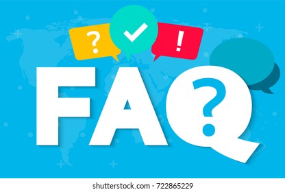 FAQ website banner. Vector illustration concept for frequently asked questions or questions and answers, client or customer support, product and service information.