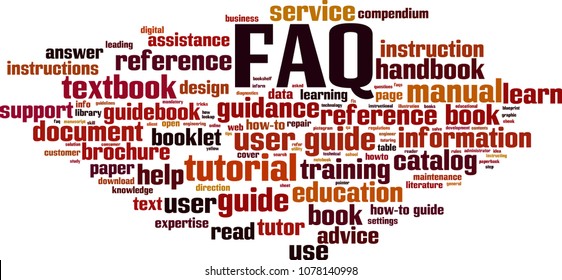 FAQ word cloud concept. Vector illustration