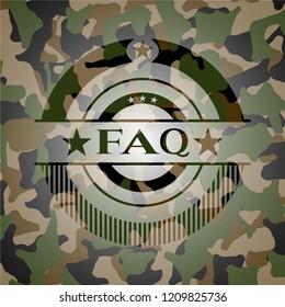 FAQ written on a camouflage texture