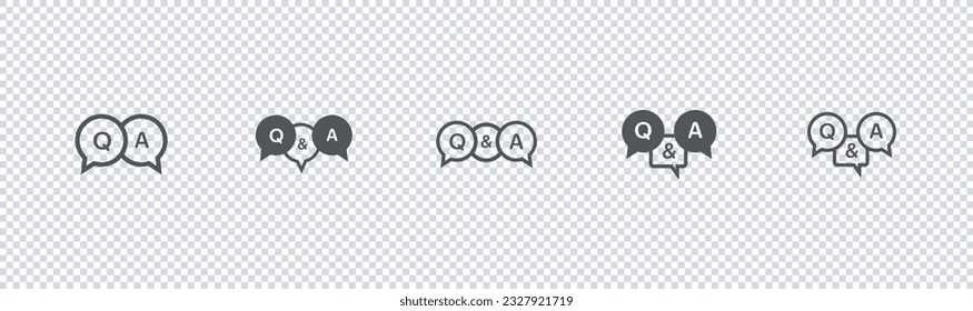 FAQ,Questions and Answers icon Flat Icon Solid style.Q and A bubbles and letters speech outline sign.Different style icons set.Vector minimal trendy thin line Vector illustration.