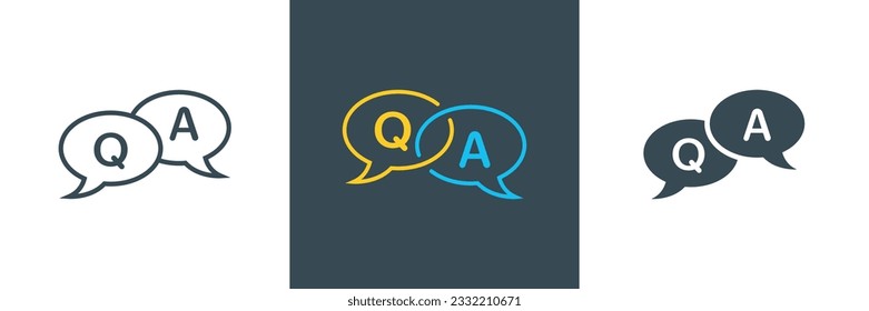 FAQ,Questions and Answers icon Flat Icon Solid style.Q and A speech outline sign.minimal trendy Different styles for frequently asked questions concepts in websites.Vector illustration.
