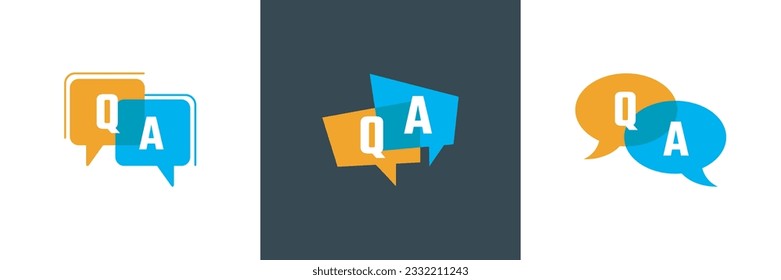 FAQ,Questions and Answers icon Flat Icon Solid style.Q and A speech outline sign.minimal trendy Different styles for frequently asked questions concepts in websites.Vector illustration.