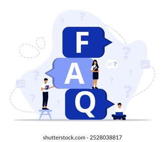 Ilustración de concepto de faqs. Conveniente para la página de aterrizaje, ui, Web, tarjeta de introducción del App, editorial, volante, y Anuncio.