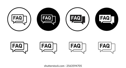 FAQs icon Flat art in black and white isolated