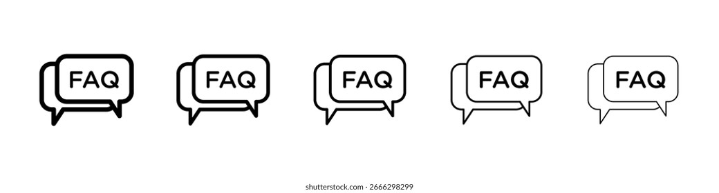Logotipo do ícone de perguntas frequentes na coleção de linhas de traçado
