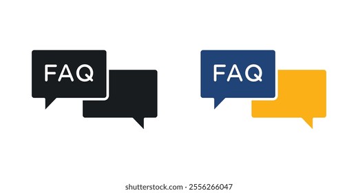 FAQs icon set in black and colored versions.