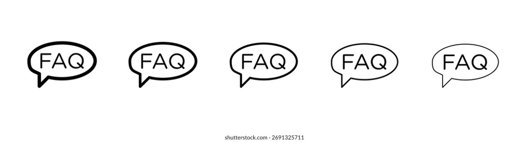 Ícone de perguntas frequentes. Coleção de ícones de linha fina para interface do usuário da Web.