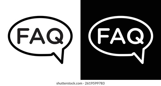 Ícone de FAQs Símbolo do vetor no estilo de moda plana