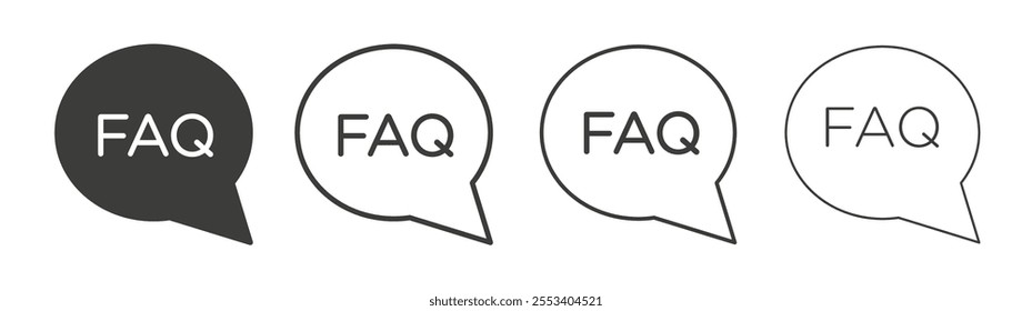 FAQs icons collection. vector set in black color