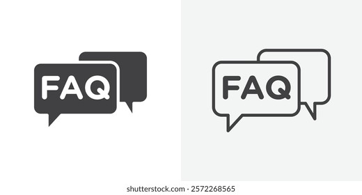 FAQs icons. flat and line style set