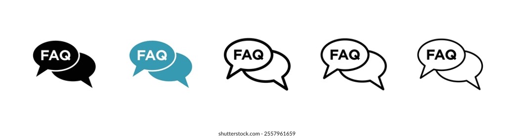 FAQs icons pack in black and blue.