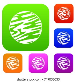 Far away planet set icon color in flat style isolated on white. Collection sings vector illustration
