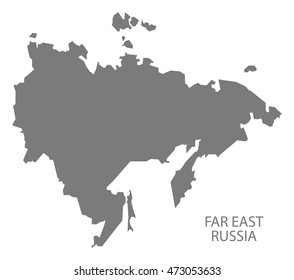 Far East Russia Map in grey