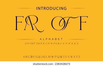 Far Off luxury alphabet font. Typography urban style fonts for fashion, retail, feminine, beauty care, jewellery logo design