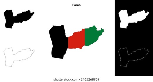 Farah province outline map set