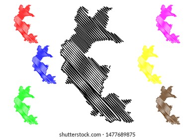 Faranah Region (Subdivisions of Guinea, Guinea-Conakry, French Guinea) map vector illustration, scribble sketch Faranah map