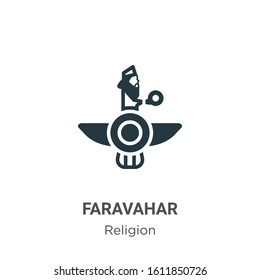 Faravahar glyph icon vector on white background. Flat vector faravahar icon symbol sign from modern religion collection for mobile concept and web apps design.