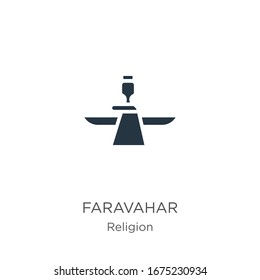 Vector de icono de Faravahar. Icono de moda faravahar plano de la colección religiosa aislado en fondo blanco. La ilustración vectorial se puede utilizar para diseño gráfico web y móvil, logotipo, eps10