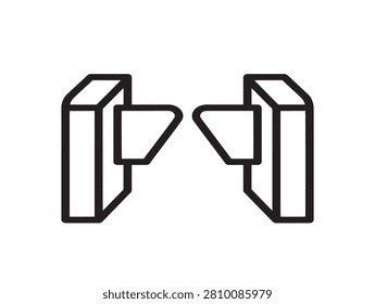 Fare gate icon. Subway turnstile symbol. Public transport access control.