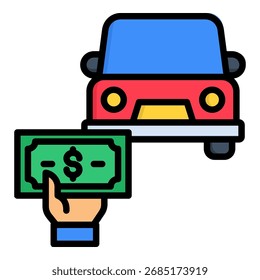 Ilustração do vetor de cor linear do ícone de tarifa