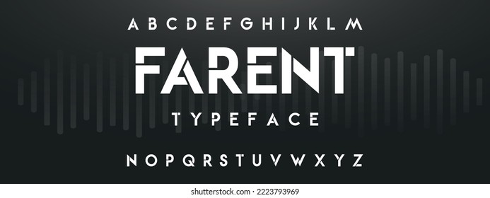 FARENT Modern Bold Font. Regular Italic Number Typography urban style alphabet fonts for fashion, sport, technology, digital, movie, logo design, vector illustration