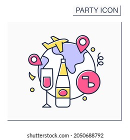 Farewell party color icon. Party before leaving country. Special events for saying goodbye. Celebrating concept. Isolated vector illustration