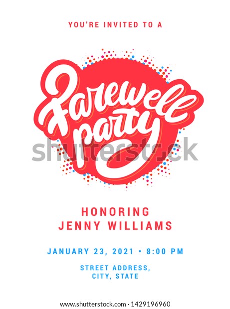 Farewell Party Invitation Vector Lettering Stock Vector Royalty Free 1429196960