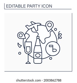 Farewell party line icon. Party before leaving country. Special events for saying goodbye. Celebrating concept. Isolated vector illustration. Editable stroke