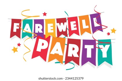 Farewell party on colorful bunting