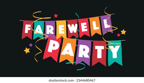 Farewell party on colorful bunting