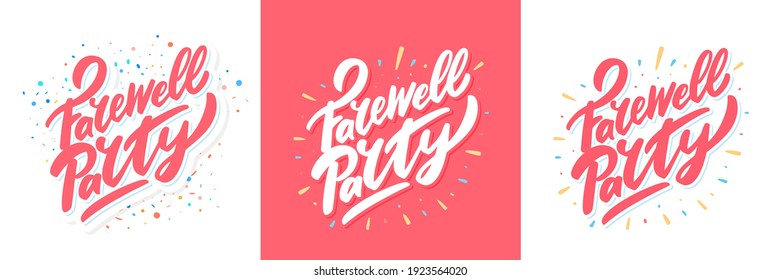 Farewell party. Vector handwritten lettering banners set.