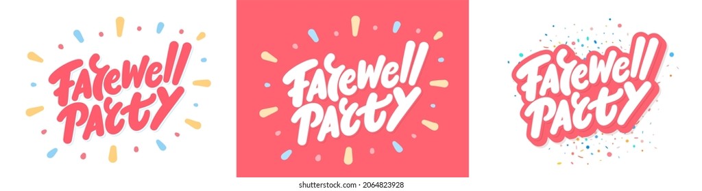 Farewell party. Vector handwritten lettering banners set.