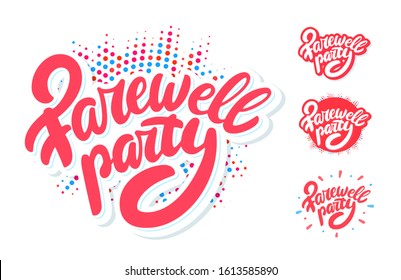 Farewell party. Vector lettering icons set.