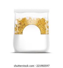 Farfalle Bow Tie Pasta Packaging Template Isolated on White Background